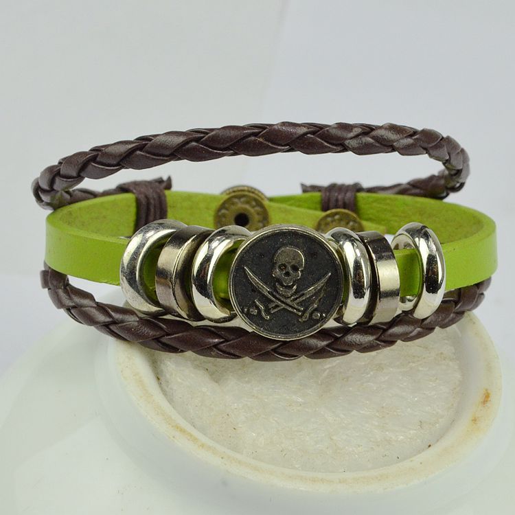 牛皮手链 欧美手工编织串珠复古diy饰品手链 外贸源头饰品