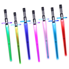 Seven-color retractable sound and light cross laser sword stage performance light-up flashing stick cosplay prop