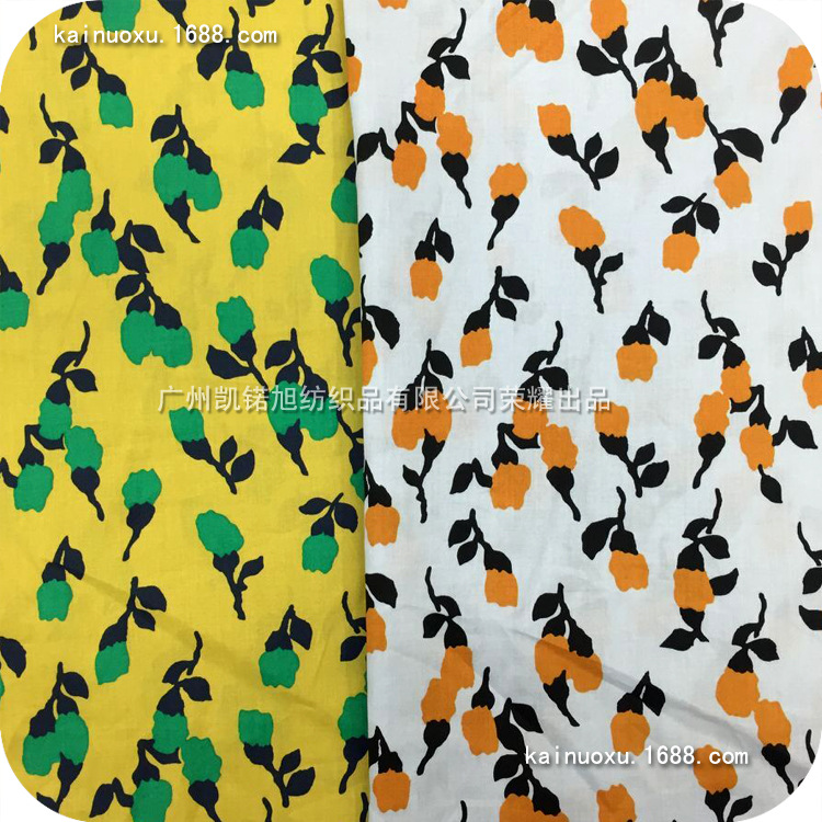 全棉平纹活性印花抽象枇杷花女装连衣裙布夏衬衫面料家纺抽象植物