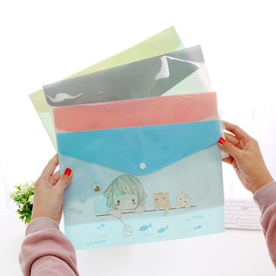 Korean Edition A4 PVC file pocket Cartoon Cross section animal lovely Meng things file pocket translucent student Paper bags