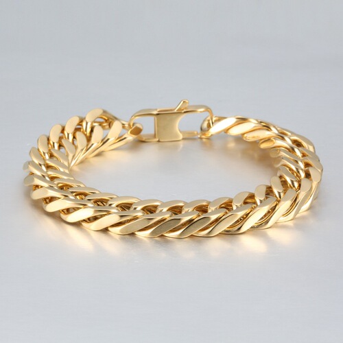  Creative New Metal Bracelet, Fashion Multi-Color Polished Double-Weave Four-Sided Sanding Day-Shaped Clasp Titanium Steel Chain