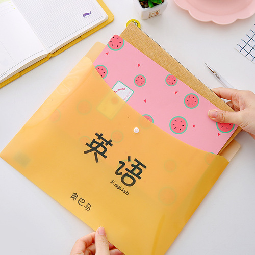 Factory direct sales primary school student A4 test paper bag snap transparent information bag office school supplies file bag T