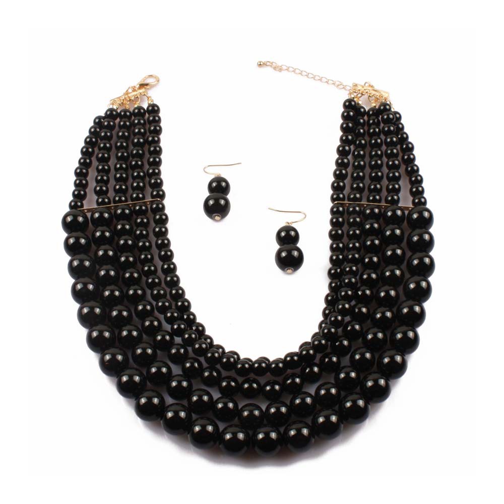 Occident and the United States pearlnecklace (Gun black)NHCT0038-Gun black