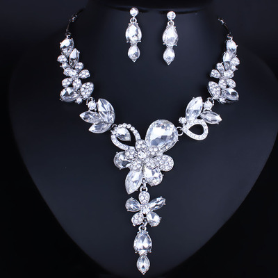 direct deal Foreign trade Explosive money bride Necklace Earrings Nested chain fashion Europe and America host wedding jewelry suit