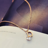 Necklace stainless steel, golden chain, short accessory, decorations, pendant, does not fade, pink gold, Japanese and Korean, South Korea, simple and elegant design