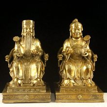 黄铜土地公土地婆神像佛像摆件福德正神金属工艺品家居装饰品摆件
