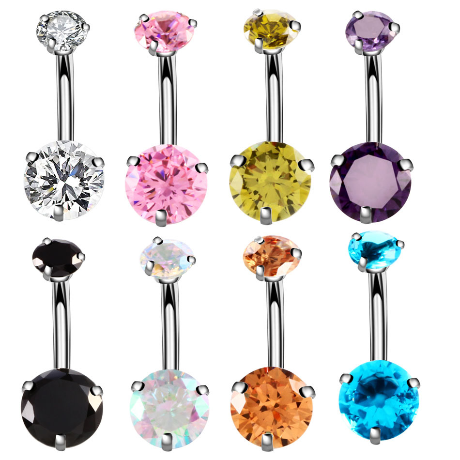 Fashion Geometric Stainless Steel Inlaid Zircon Belly Ring display picture 1