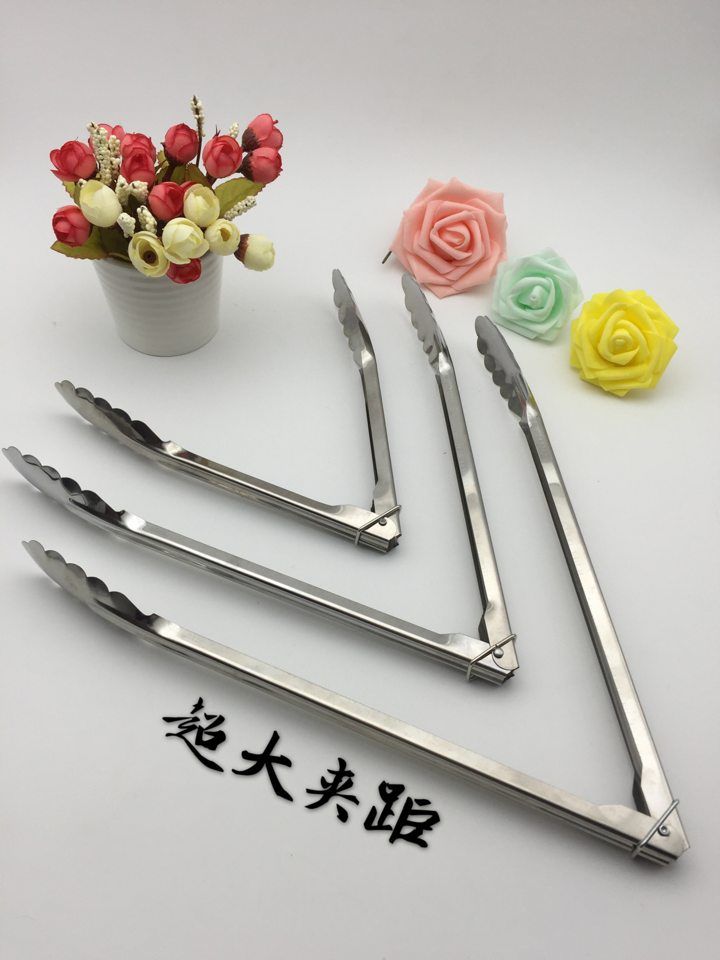不锈钢食品夹创意梅花夹多功能食物夹自助餐牛排烧烤夹面包夹批发-阿里巴巴