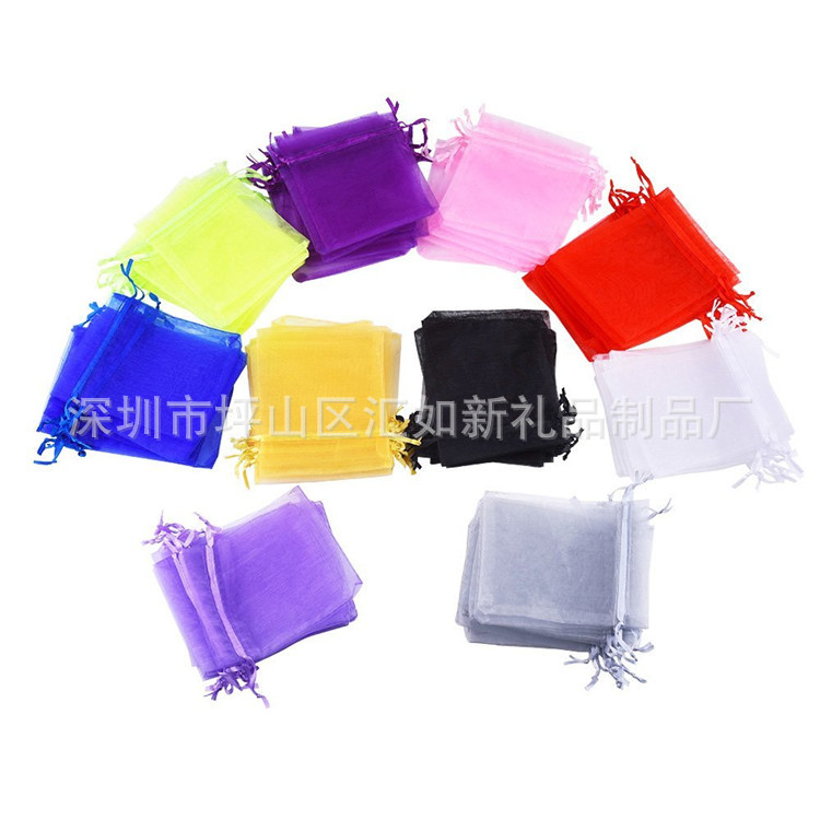 各种尺寸混装欧根纱袋 /礼品纱袋 /纱布袋 透明纱袋 束口珍珠纱袋