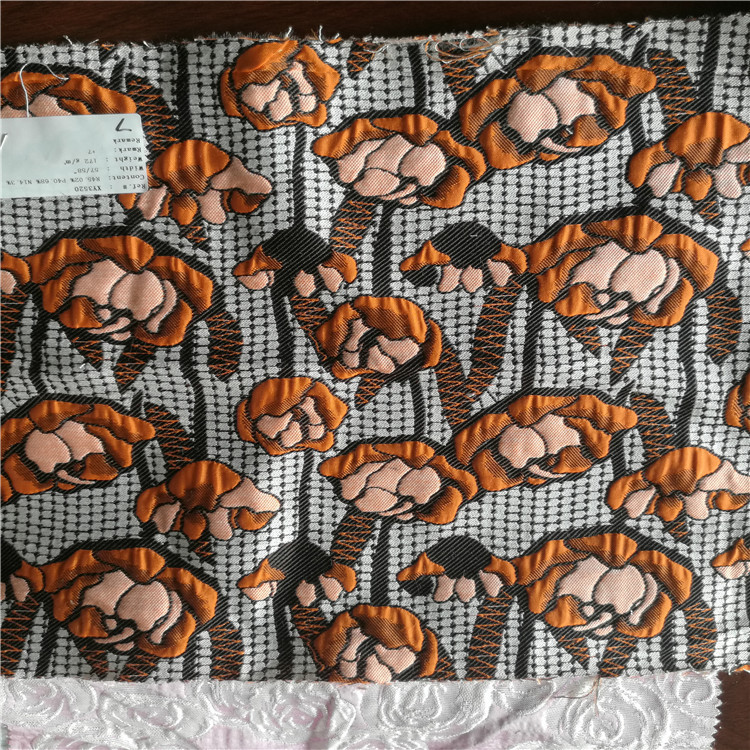 网格牡坍图案梭织色织提花布面料适用于服装装沙发布鞋子布