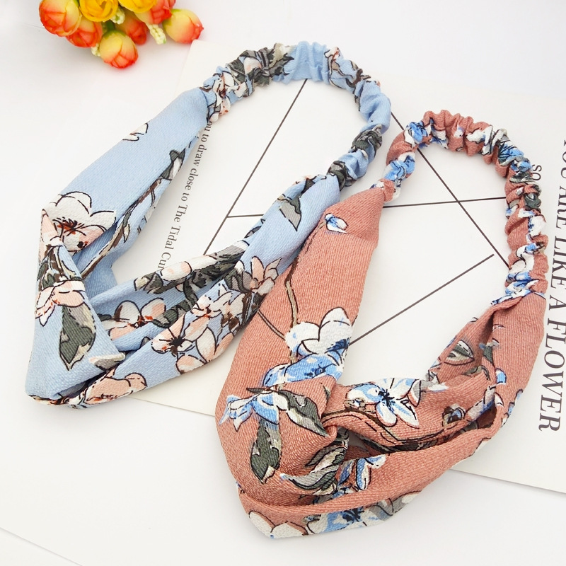 Korean Fabric Wide-brimmed Printing Cross Hair Headband  Wholesale display picture 1