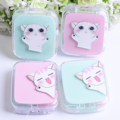隱形眼鏡盒DIY貼片可愛貓咪美瞳盒 卡通隱形眼鏡護理盒伴侶盒批發