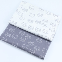 卡通黑白猫咪布料 全棉包被床单被套面料 幼儿园宝宝三件套印花布