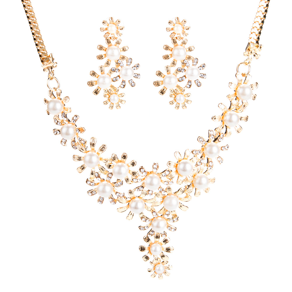 Exotic alloy plating Necklace Set (Silver)NHJE0495-Silver