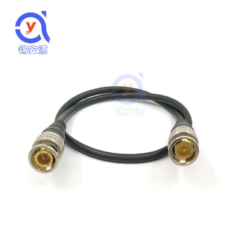 美式BNC公对公1米跳线镀金Q9接头视频线同轴高清监控线bnc延长线
