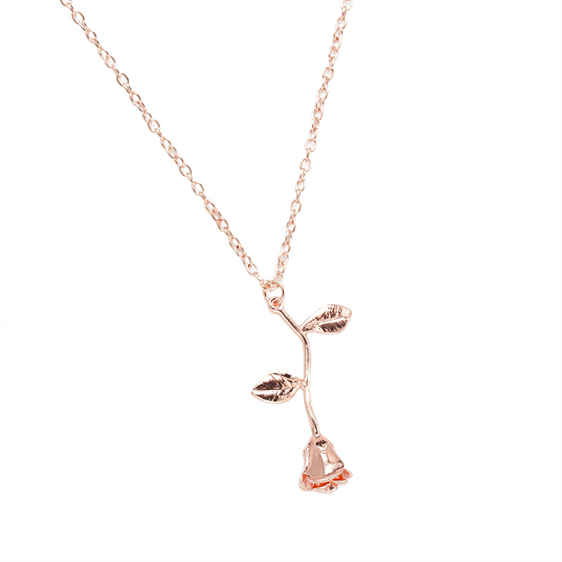 Hollow Rose Flower Pendant Necklace