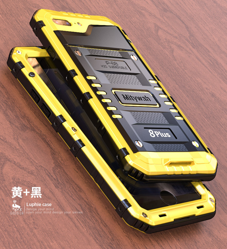 Luphie Beowulf IP68 Waterproof Diving Tempered Glass Silicone Shockproof Aluminum Metal Case Cover for Apple iPhone 8 Plus & iPhone 8