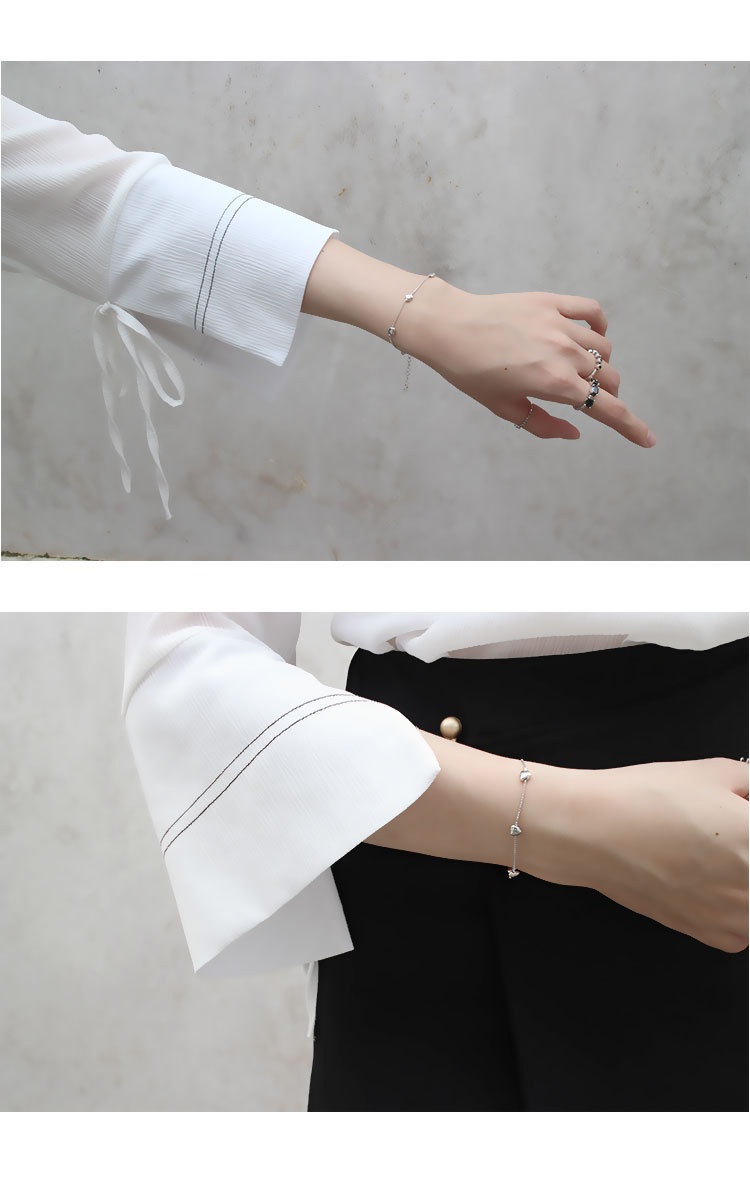 925 Sterling Silver Material Heart Pattern Hsl006 Korean Version Of Sterling Silver S925 Personality Minimalist Creative Glossy Bracelet