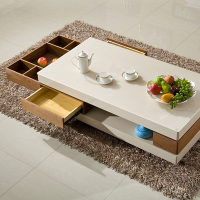 北欧小户型茶几现代胡桃色钢化玻璃客厅烤漆茶几电视柜餐桌批发|ms