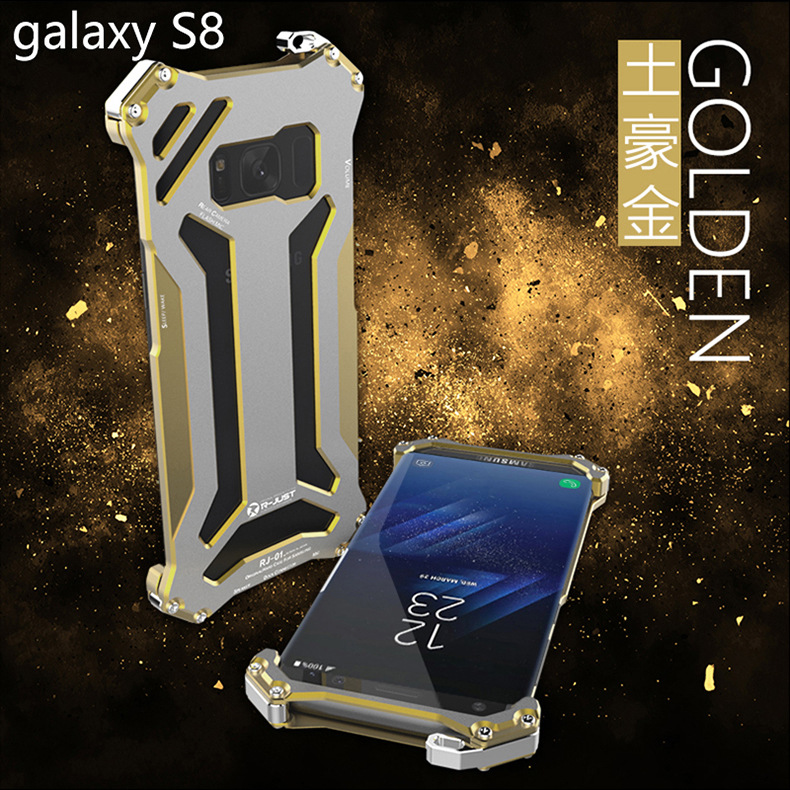 R-Just Gundam Aerospace Aluminum Contrast Color Shockproof Metal Shell Outdoor Protection Case for Samsung Galaxy S8 Plus & S8