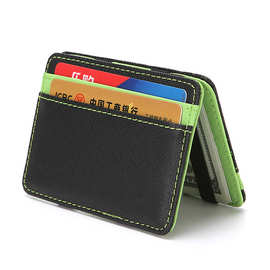 跨境男款魔术钱包PU创意卡包  时尚身份证钱夹十字纹卡套外贸批发