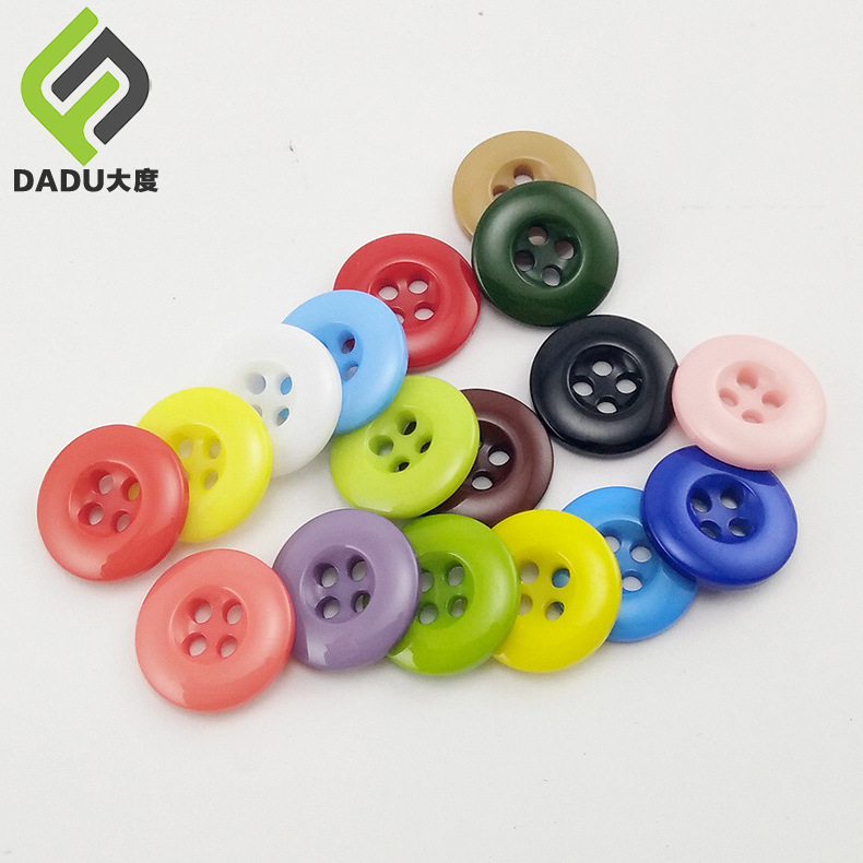 diy手工彩色倒邊四眼扣子 圓形童裝毛衣大衣樹脂紐扣批發
