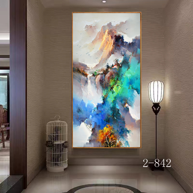 薇艾可画业微框L框现代时尚走廊玄关手工油画黑色木纹色白色可选
