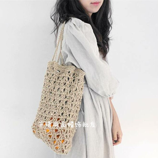 Korean Edition new pattern Pure handwork Bag fresh lady Flower Bag Fruit Bag Travel? on vacation Sandy beach decorate