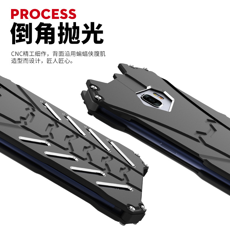 R-Just Batman Shockproof Aluminum Shell Metal Case with Custom Batarang Stent for Samsung Galaxy C9 Pro / C7 Pro / C7 / C5 Pro / C5