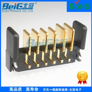Laptop battery connector 6PIN horizontal curler 2.0mm spacing straight plug board-to-board battery connector