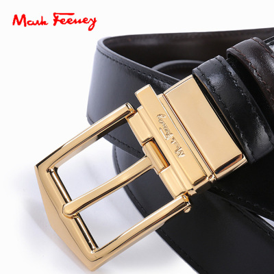 菲拉世家皮带男士真皮商务裤带牛皮腰带韩版双面用皮带旋转针扣