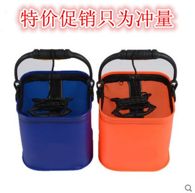 批发打水桶渔具新款加厚EVA钓鱼桶方形折叠钓鱼桶活鱼桶矶钓箱