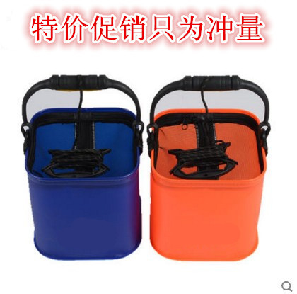 批发打水桶渔具新款加厚EVA钓鱼桶方形折叠钓鱼桶活鱼桶矶钓箱