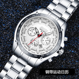 保西尼 Спортивный стальной ремешок, календарь, кварцевые спортивные часы, Aliexpress, для бега, подарок на день рождения