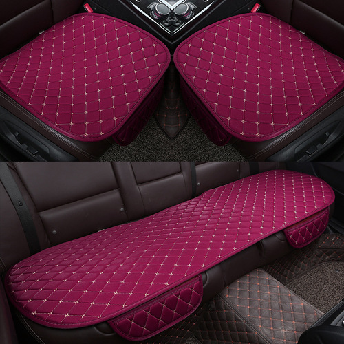 Non-slip strapless car seat cushion set of 3 - four seasons universal, no backrest, linen large diamond pattern