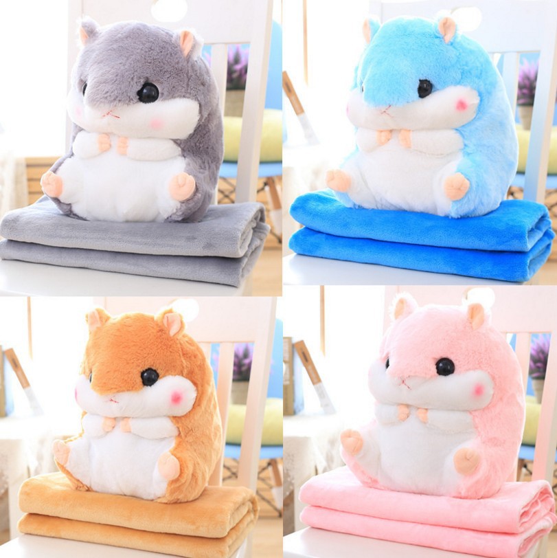 lovely Hamsters Pillow Blanket Car pillow Dual cushion Large air-conditioning was Pillow Coral fleece blanket