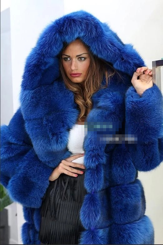 2015新款進口仿貂皮水貂狐狸外套大衣 藍色橫打橫紋 華麗豐盈全新