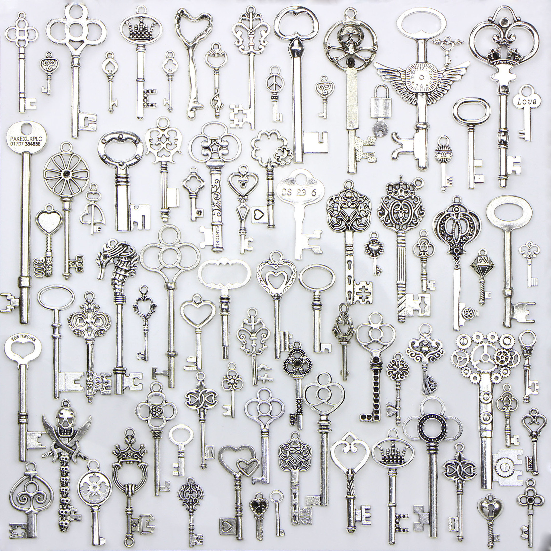 厂家直供 藏银饰品配件 复古80款钥匙 服饰笔记本配件 吊坠