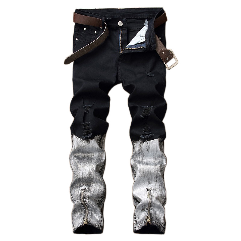 Pantalon jean coupe droite zipper  - Ref 3425808 Image 2