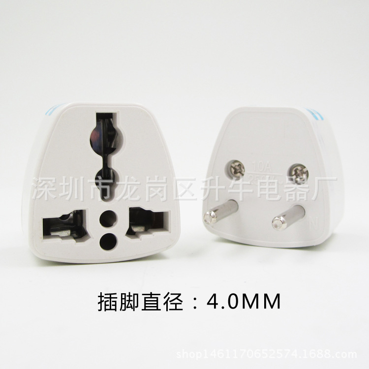 Convertidor de enchufe estándar europeo 4,0mm enchufe de conversión estándar europeo 4,8mm adaptador de enchufe de viaje europeo