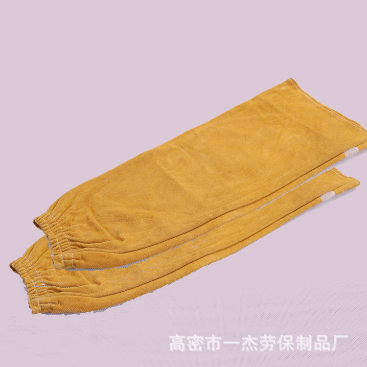 소가죽 용접 슬리브 용접기 자동 용접 작업 보호 슬리브 암 가드 48cm 손 자수 슬리브