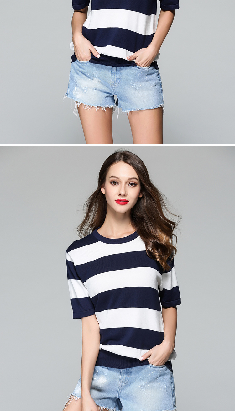 fashion striped short sleeve bottoming shirt  NSYH22114