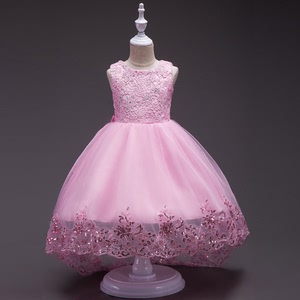  European Princess skirts Crochet Lace Bow Wedding dress flower flower girl dress tail