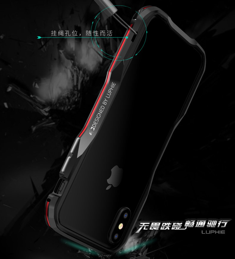 Luphie Bicolor Incisive Sword Slim Light Aluminum Bumper Metal Shell Case for Apple iPhone X