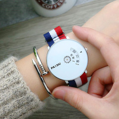 Punk style Korean concept fashion mesh strap youth watch boys and girls canvas strap quartz strap turntable trendy watch