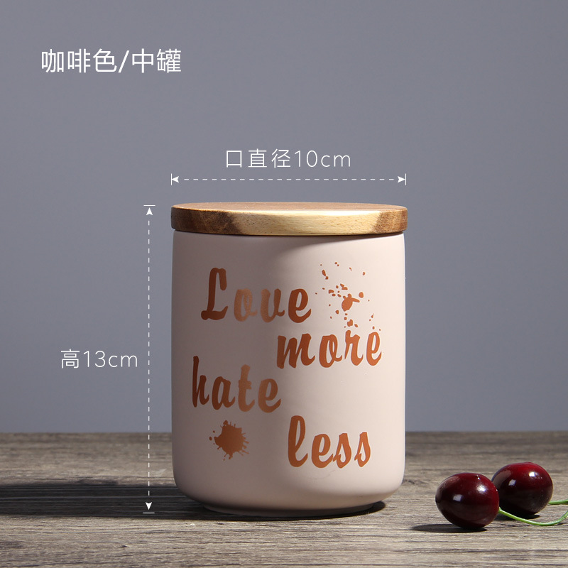 Nórdico creativo tarro de almacenamiento de cerámica con tapa sellada tarro de almacenamiento de cocina té café tarro decoración del hogar al por mayor