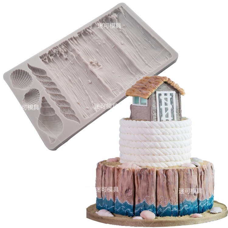 Molde de pastel antiguo a la deriva madera fondant molde fondant mar Concha molde de silicona molde de chocolate