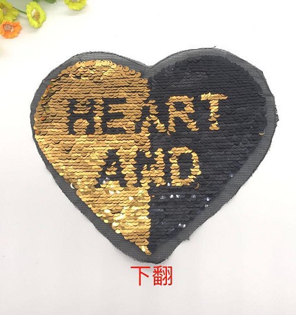 New Color Changing Beads Embroidery Cloth Stickers Flip Double-sided Sequin Embroidery Chapter Peach Heart English Patch Stickers display picture 7