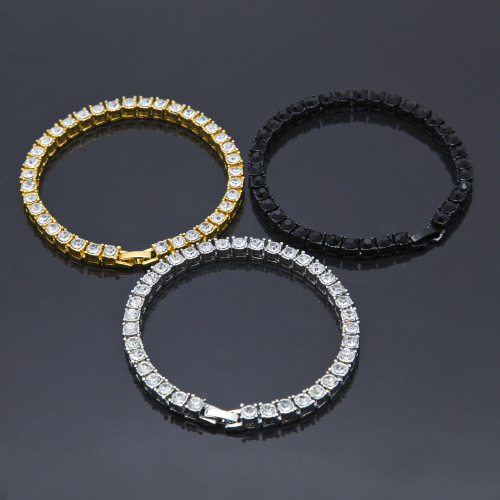 Cross-border hip-hop jewelry full of rhinestones 5mm tennis chain row bracelet men's fashion trend hand jewelry wholesale