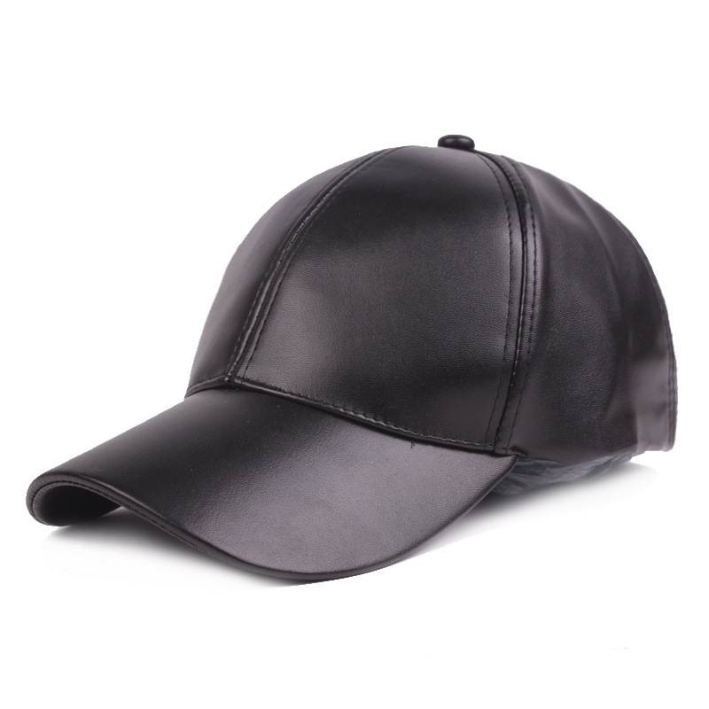 Leder Duckbill Cap Light Board Baseball Cap Herren und Damen Leder Cap Herbst PU Cap Monochrom Damen Modische und vielseitige Reise Cap_voghion.com